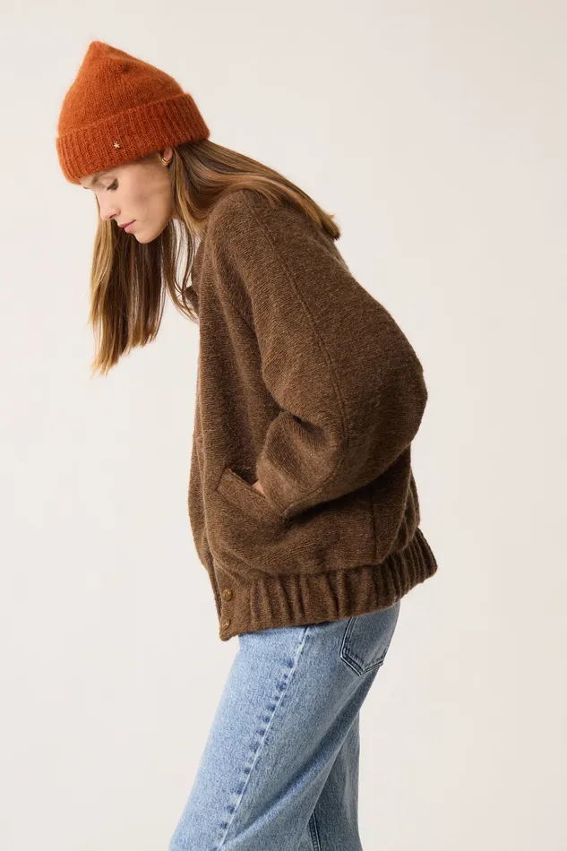 Women Knitted Jacket Hildou Ours Veste Mohair Marron Des Petits Hauts Coats and Jackets