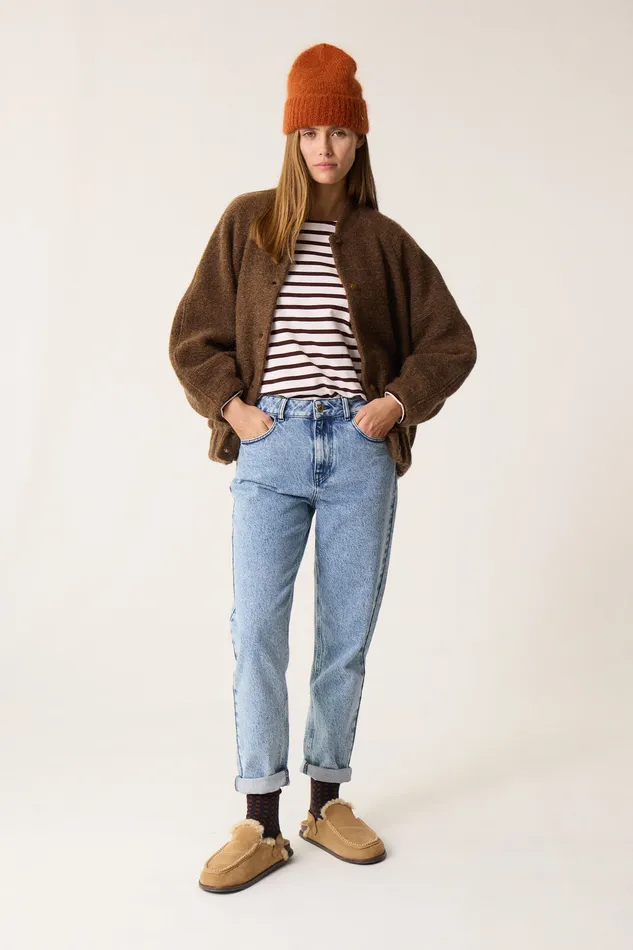 Women Knitted Jacket Hildou Ours Veste Mohair Marron Des Petits Hauts Coats and Jackets