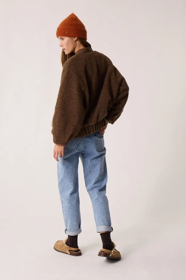 Women Knitted Jacket Hildou Ours Veste Mohair Marron Des Petits Hauts Coats and Jackets