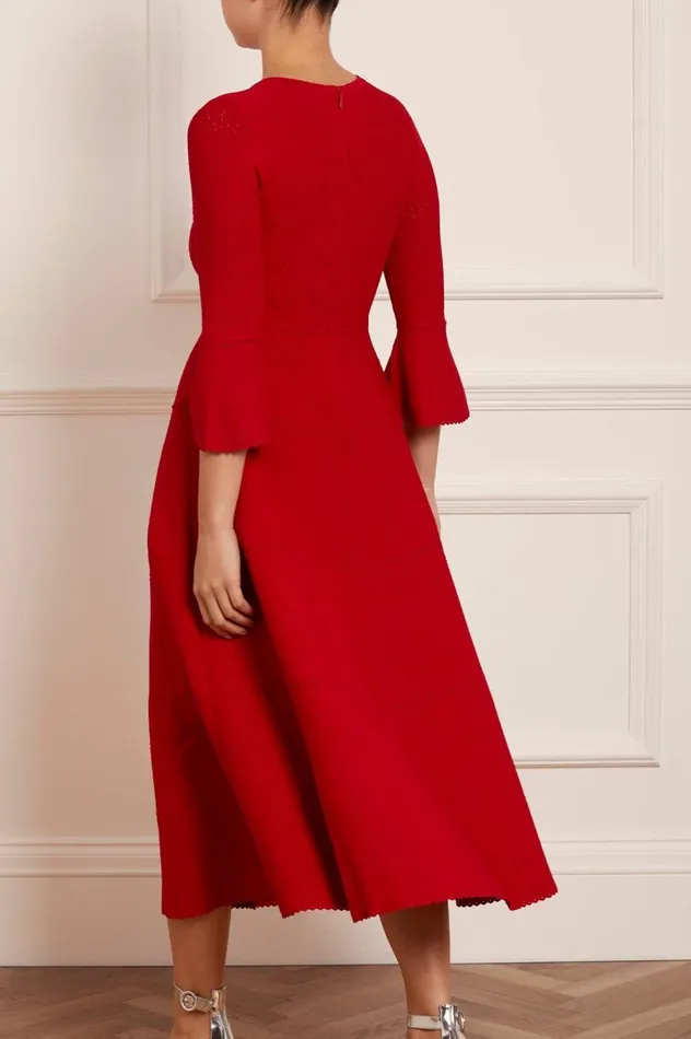 Women Knitwear Needle and Thread Pretty Pointelle Knit Ankle Gown Red