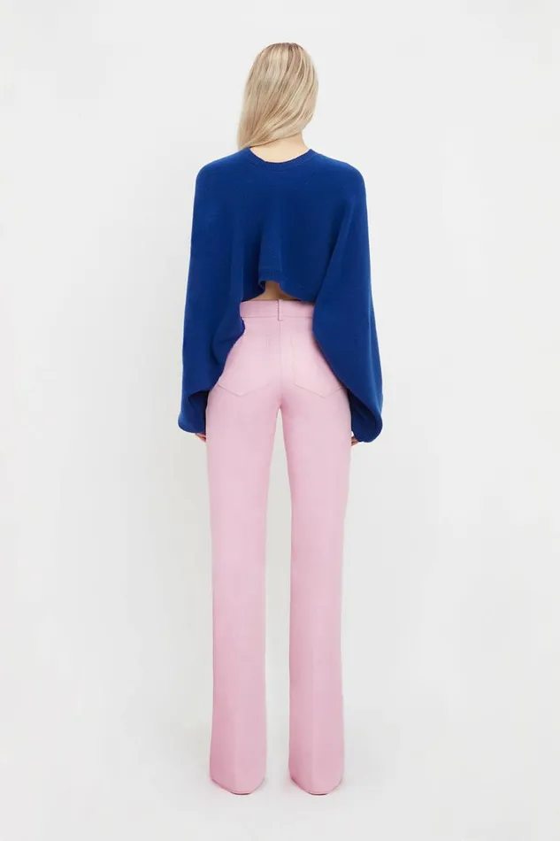 Women Knitwear Victoria Beckham Crew Neck Cropped Jumper In Cobalt