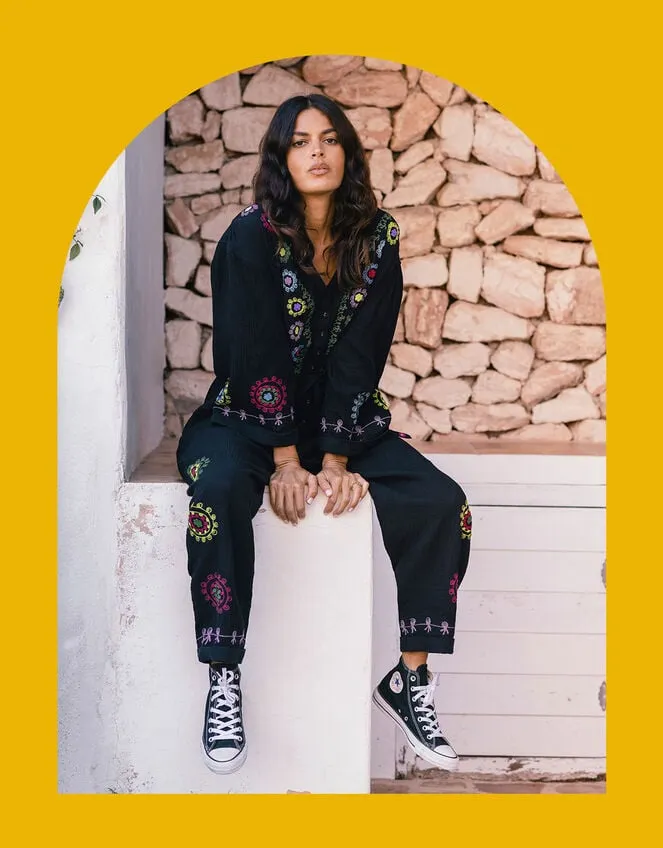 Women La Galeria Elefante HandEmbroidered Jumpsuit Black Monsoon Jumpsuits
