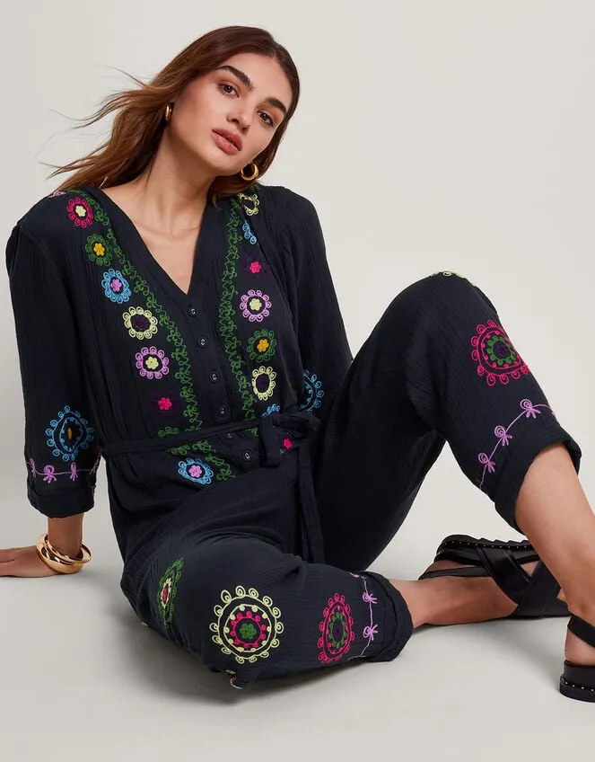 Women La Galeria Elefante HandEmbroidered Jumpsuit Black Monsoon Jumpsuits