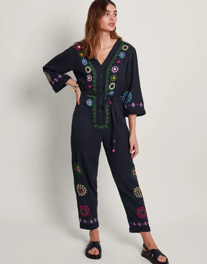 Women La Galeria Elefante HandEmbroidered Jumpsuit Black Monsoon Jumpsuits