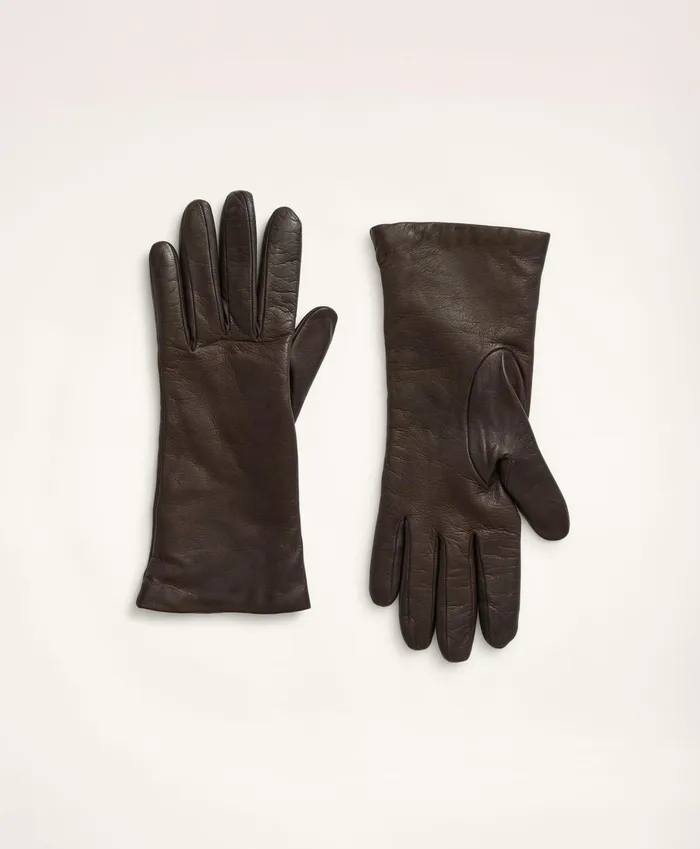 Women Lambskin Gloves With Cashmere Lining Brown Brooks Brothers Scarves and Gloves