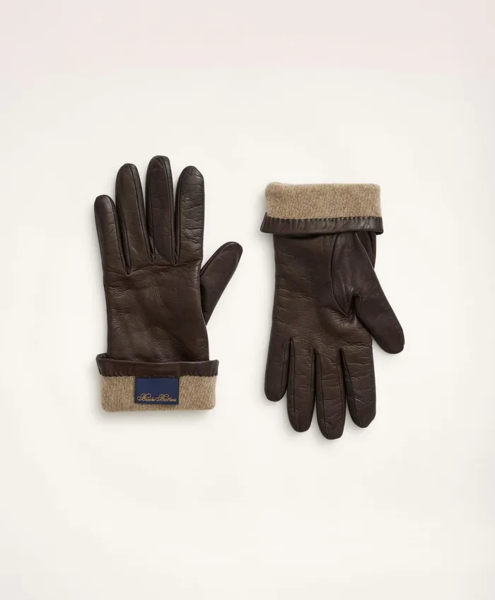 Women Lambskin Gloves With Cashmere Lining Brown Brooks Brothers Scarves and Gloves
