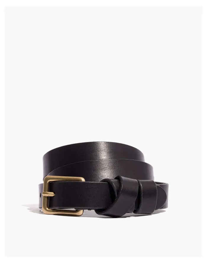 Women Leather Crisscross Skinny Belt True Black Madewell Belts