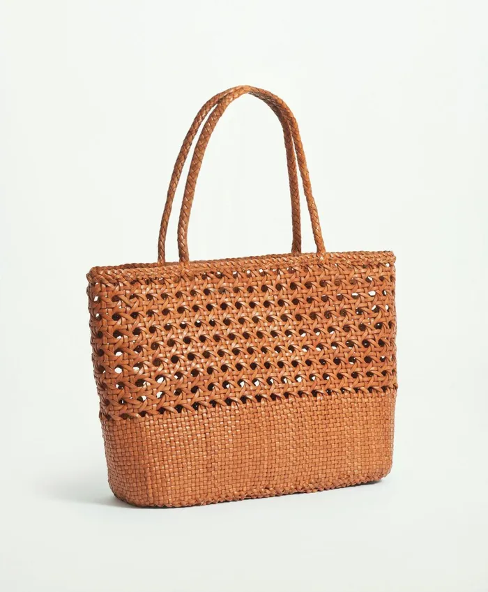 Women Leather Tote Bag Cognac Brooks Brothers Bags and Leather Goods