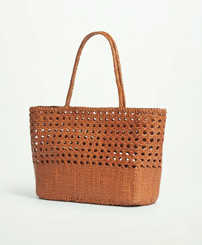 Women Leather Tote Bag Cognac Brooks Brothers Bags and Leather Goods