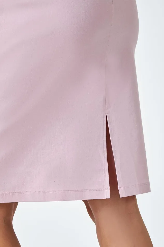 Women Light Pink Pull On Stretch Elastic Waist Pencil Skirt Roman Coords
