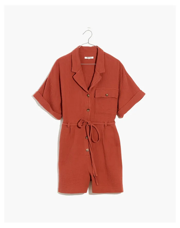 Women Lightspun Belted Safari Romper Weathered Brick Madewell Jumpsuits and Overalls Women Lightspun Belted Safari Romper Weathered Brick Madewell Jumpsuits and Overalls