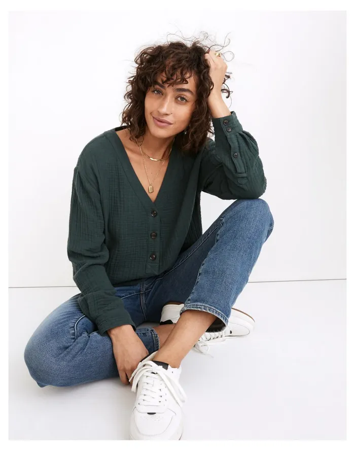 Women Lightspun Evert Top Midnight Green Madewell Tops and Shirts