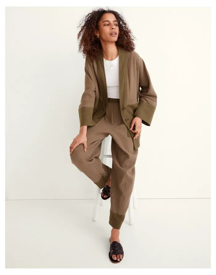 Women Lightspun Robe Jacket In Colorblock Distant Surplus Madewell Jackets