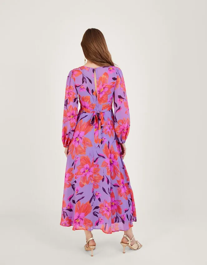 Women Lillith Floral Print Dress In Sustainable Viscose Purple Monsoon Occasionwear