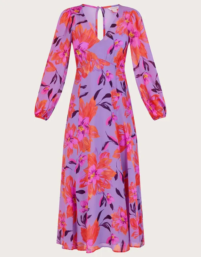 Women Lillith Floral Print Dress In Sustainable Viscose Purple Monsoon Occasionwear
