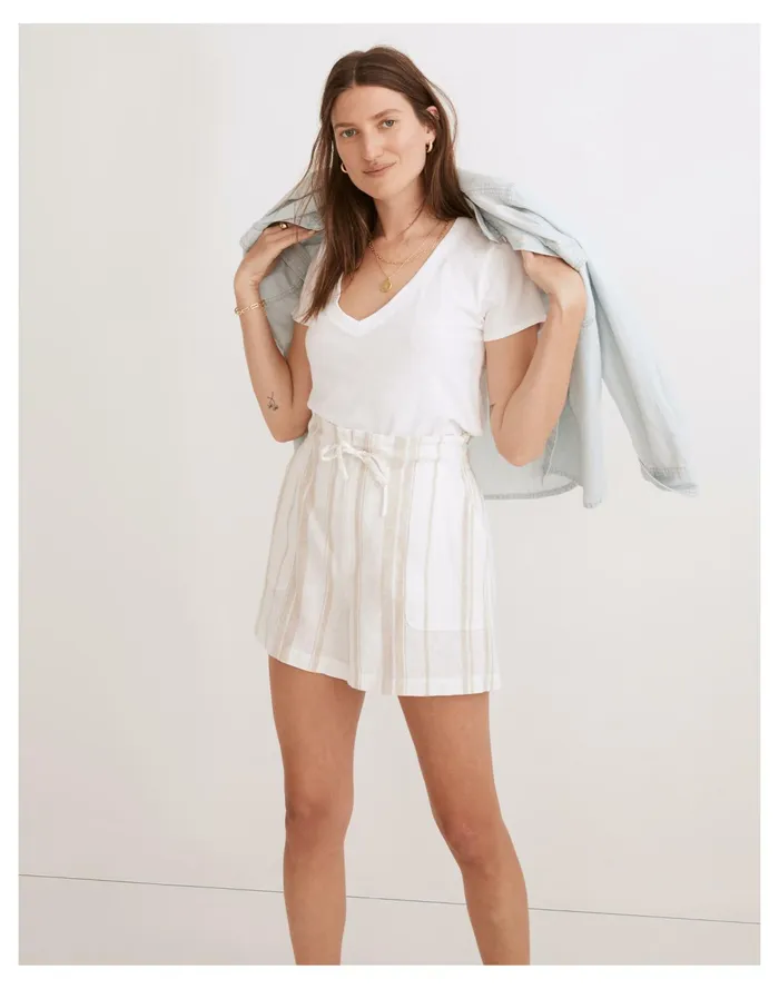 Women Linen Blend Pull On Paperbag Shorts Natural Madewell Shorts Women Linen Blend Pull On Paperbag Shorts Natural Madewell Shorts