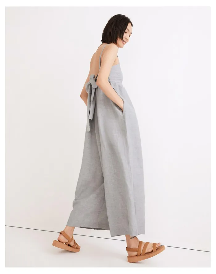 Women Linen Blend Tie Back Wide Leg Jumpsuit Faded Shale Madewell Jumpsuits and Overalls Women Linen Blend Tie Back Wide Leg Jumpsuit Faded Shale Madewell Jumpsuits and Overalls