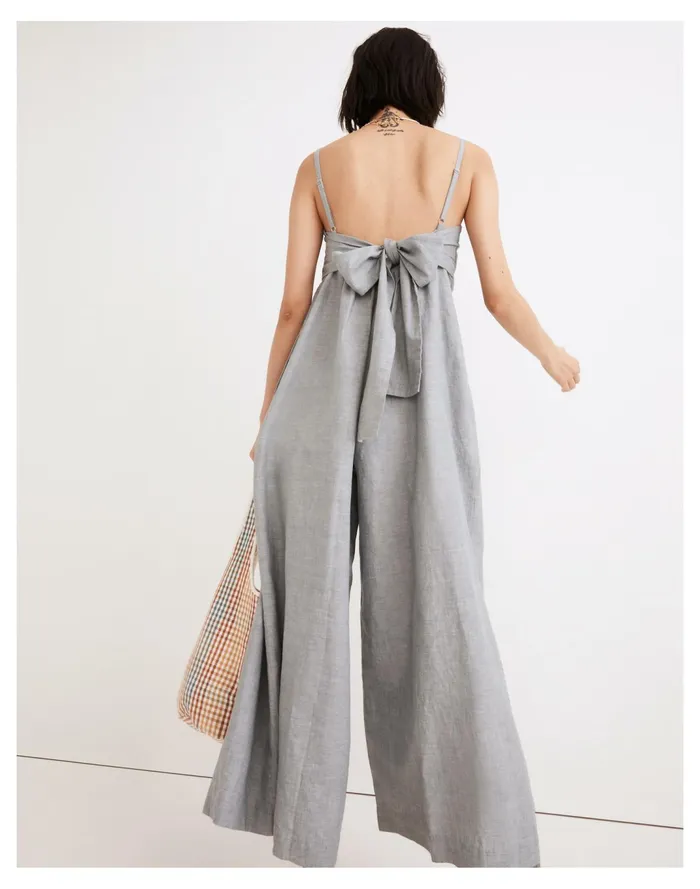 Women Linen Blend Tie Back Wide Leg Jumpsuit Faded Shale Madewell Jumpsuits and Overalls Women Linen Blend Tie Back Wide Leg Jumpsuit Faded Shale Madewell Jumpsuits and Overalls
