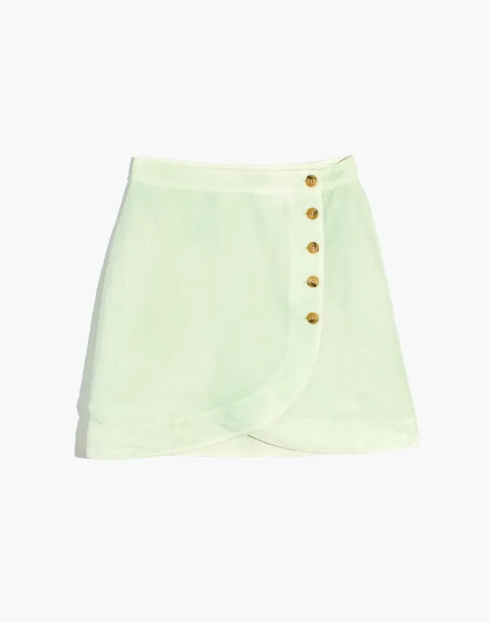 Women Linen Blend Tulip Hem Mini Skirt Mint Botanical Madewell Skirts