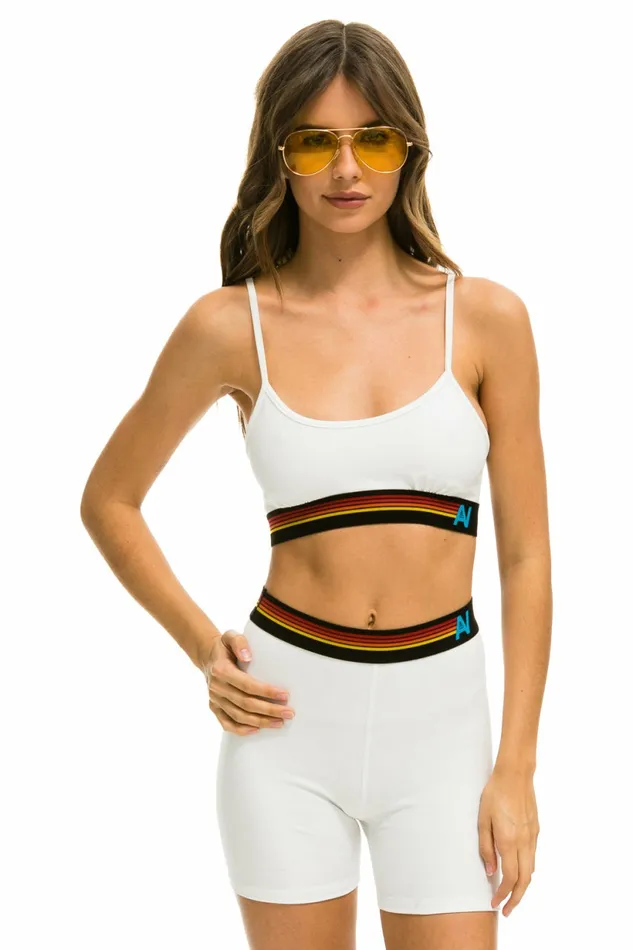 Women LOGO 4 INCH HIRISE BIKER SHORT 8211 WHITE Aviator Nation Shorts