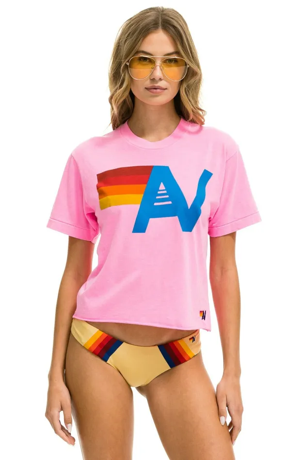 Women LOGO BOYFRIEND TEE 8211 NEON PINK Aviator Nation UnisexTees