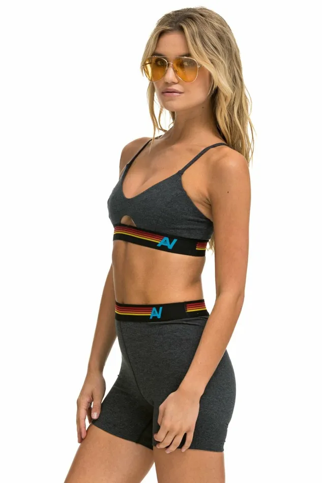Women LOGO ELASTIC KEYHOLE BRA 8211 CHARCOAL Aviator Nation SportsBras Women LOGO ELASTIC KEYHOLE BRA 8211 CHARCOAL Aviator Nation SportsBras