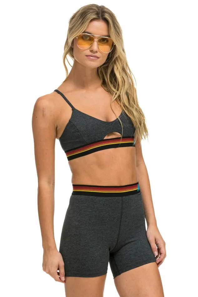 Women LOGO ELASTIC KEYHOLE BRA 8211 CHARCOAL Aviator Nation SportsBras Women LOGO ELASTIC KEYHOLE BRA 8211 CHARCOAL Aviator Nation SportsBras