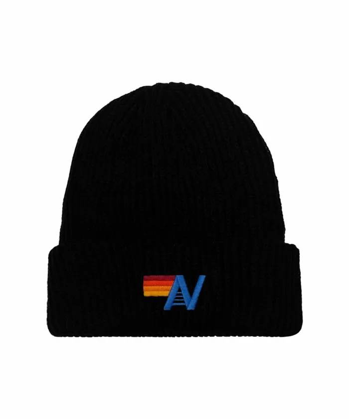 Women LOGO RIB BEANIE 8211 BLACK Aviator Nation Beanies