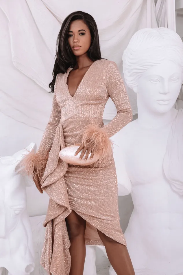 Women LongSleeve Dresses Lavish Alice ATHENA Draped Skirt Pleated Sequin Midi Dress In Gold Gold Women LongSleeve Dresses Lavish Alice ATHENA Draped Skirt Pleated Sequin Midi Dress In Gold Gold