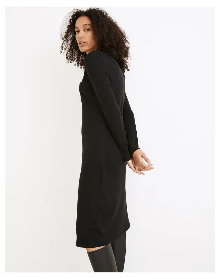 Women Long Sleeve Pocket Tee Dress True Black Madewell Dresses Women Long Sleeve Pocket Tee Dress True Black Madewell Dresses