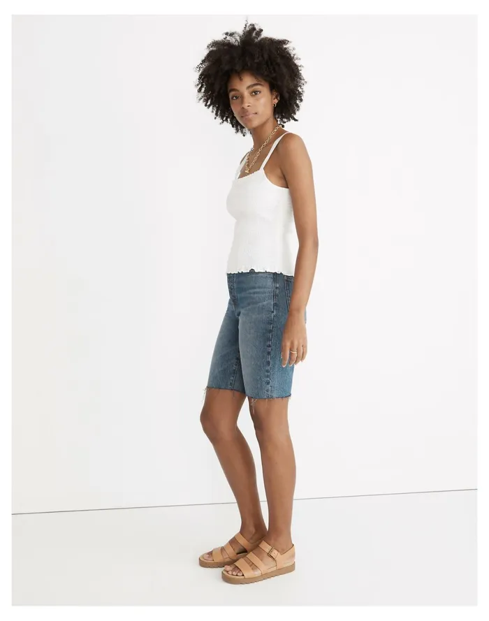 Women Lucie Smocked Tank Top Eyelet White Madewell Tops and Shirts Women Lucie Smocked Tank Top Eyelet White Madewell Tops and Shirts