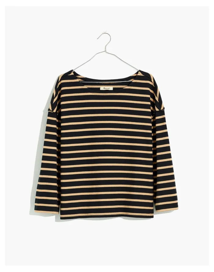 Women Luxe Long Sleeve Tee In Casler Stripe True Black Madewell Tops and Shirts Women Luxe Long Sleeve Tee In Casler Stripe True Black Madewell Tops and Shirts