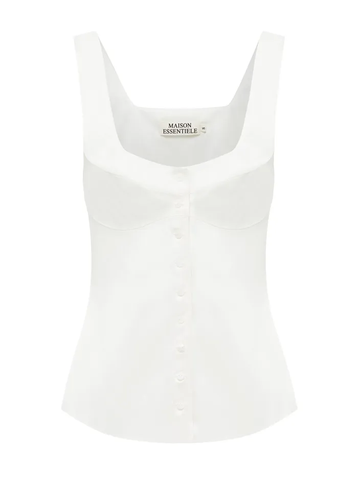 Women Maison Essentiele 8211 Button Down Vest In Optic White The UNDONE Tops