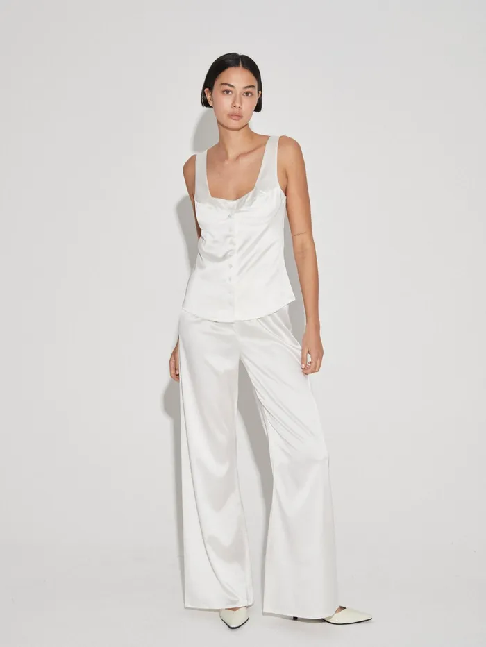 Women Maison Essentiele 8211 Button Down Vest In Optic White The UNDONE Tops