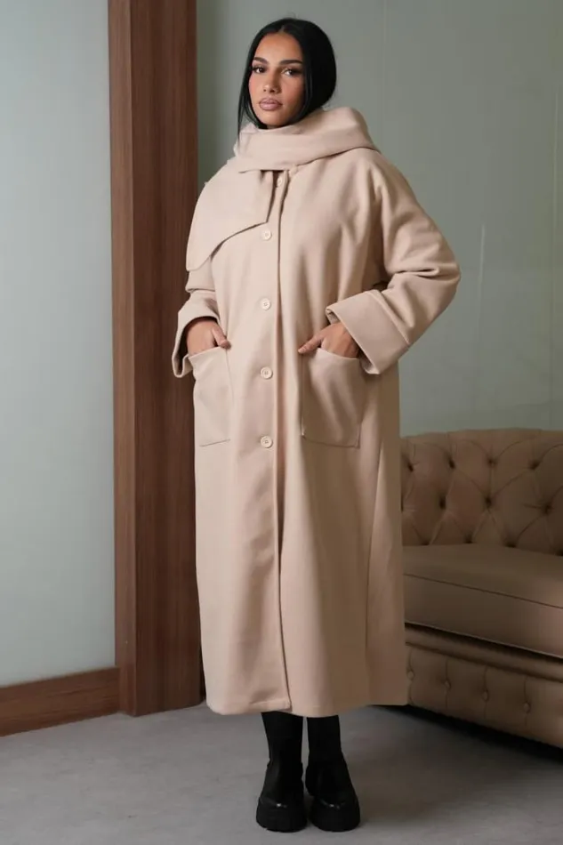 Women Manteau Beige Capuche Avec charpe Intgr Beige Brentiny Paris White Tops Women Manteau Beige Capuche Avec charpe Intgr Beige Brentiny Paris White Tops