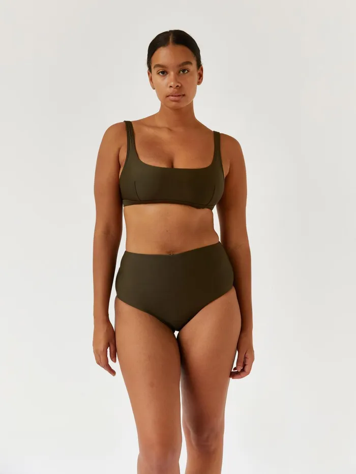 Women Matteau 8211 High Waist Brief In Khaki The UNDONE Swimwear