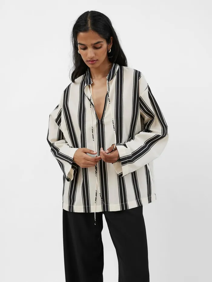 Women Matteau 8211 Relaxed Stripe Tunic In Nero Stripe The UNDONE Maternity
