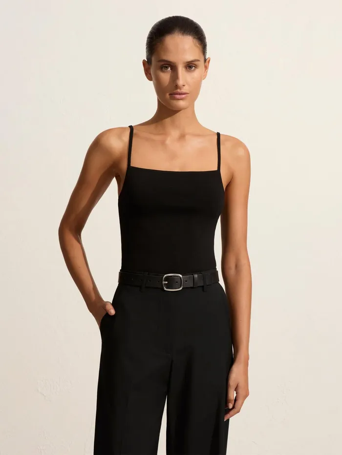 Women Matteau 8211 Square Knit Top In Black The UNDONE Tops