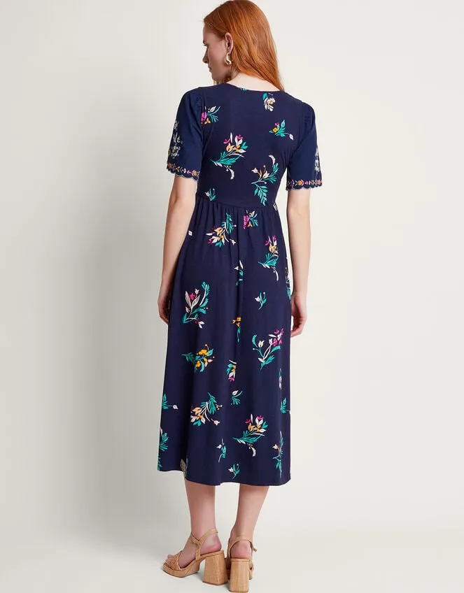 Women Maya Floral Embroidered Dress Blue Monsoon Dresses