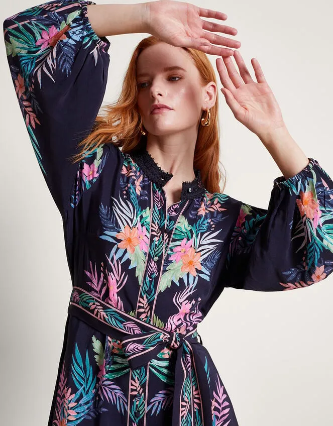 Women Mirella Palm Shirt Dress Black Monsoon Occasionwear