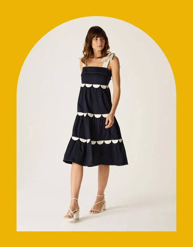 Women Mirla Beane Tiered Scallop Dress Blue Monsoon Dresses