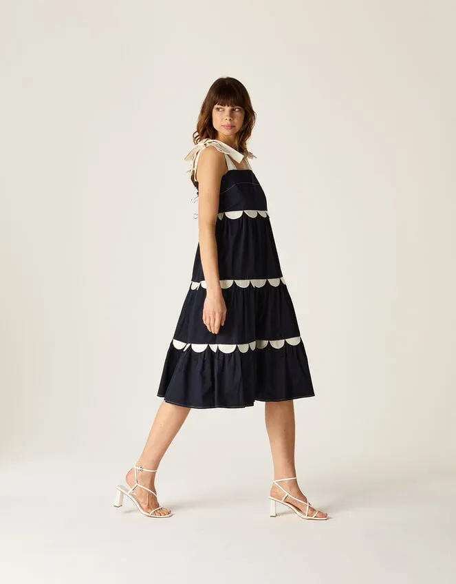 Women Mirla Beane Tiered Scallop Dress Blue Monsoon Dresses