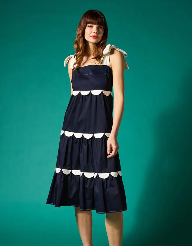 Women Mirla Beane Tiered Scallop Dress Blue Monsoon Dresses