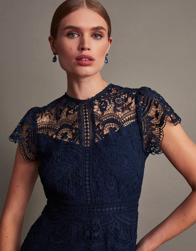 Women Monica Lace Midi Dress Blue Monsoon Occasionwear
