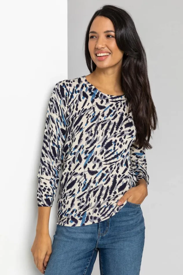 Women Multi Abstract Animal Print Jumper Roman Knitwear