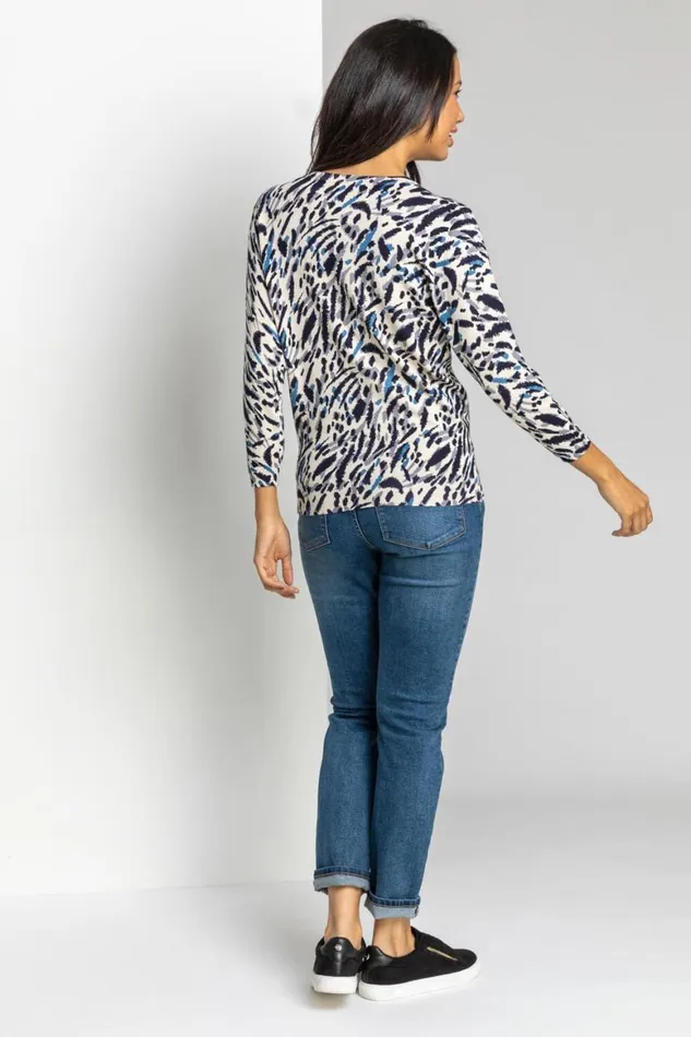 Women Multi Abstract Animal Print Jumper Roman Knitwear