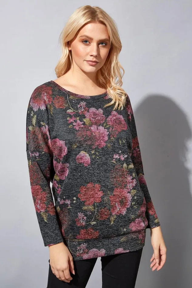 Women Multi Floral Print Long Sleeve Top Roman Tops