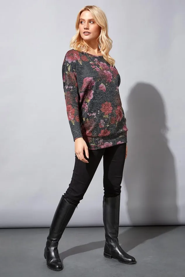 Women Multi Floral Print Long Sleeve Top Roman Tops