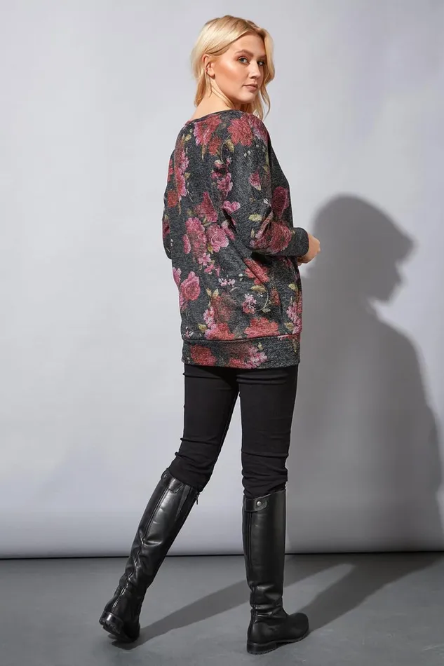 Women Multi Floral Print Long Sleeve Top Roman Tops