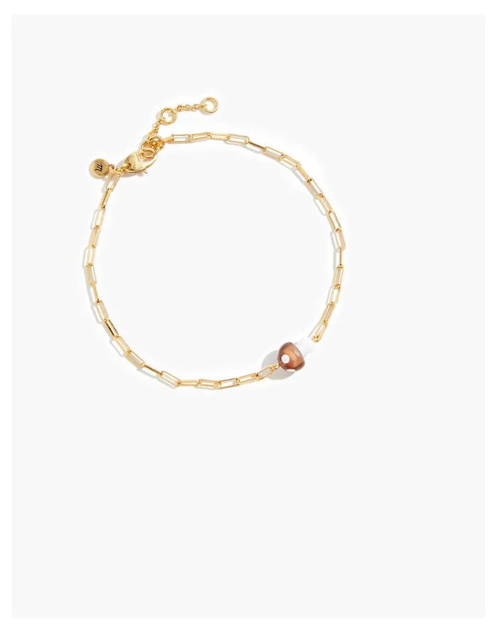 Women Mushroom Paperclip Chain Anklet Vintage Gold Madewell Bracelets